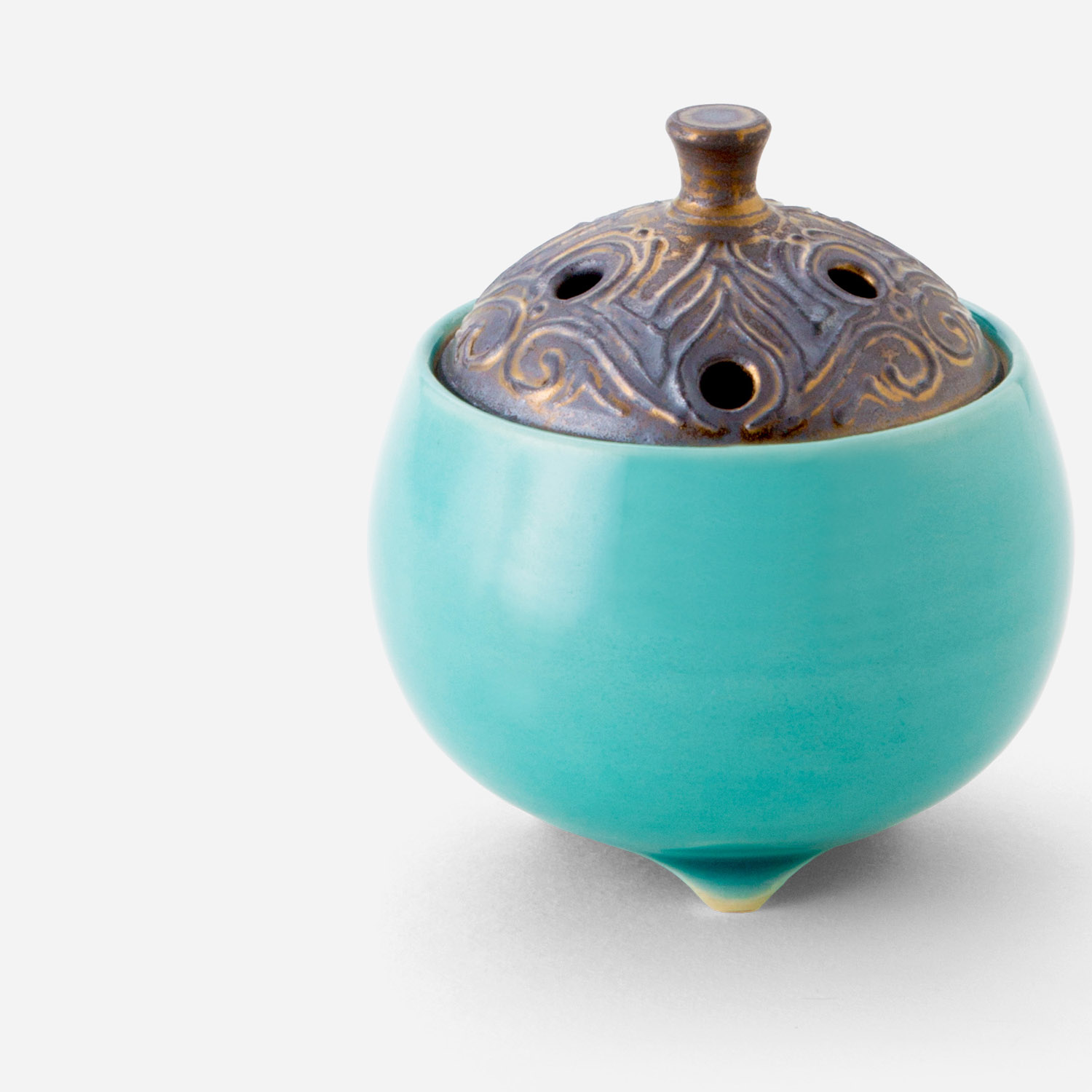 香炉 黒金彩蒼釉 | 西川貞三郎商店