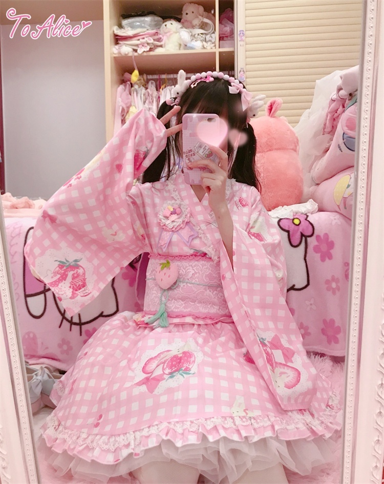 ToAlice】C2167いちごギンガムチェック浴衣セット - To Alice
