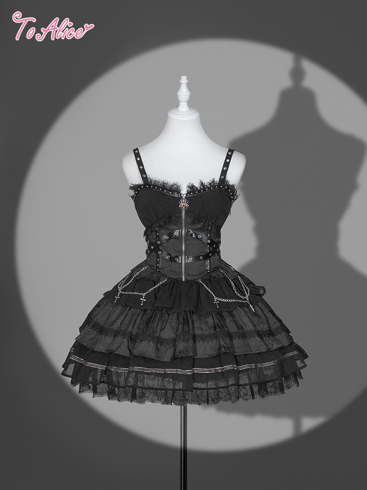 BlackShamrock】F187ベルトデザインスパイダージャンパースカート - To