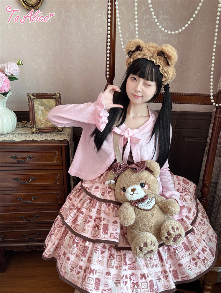 To Alice】L1216チョコ×クッキーベアティアードジャンパースカート