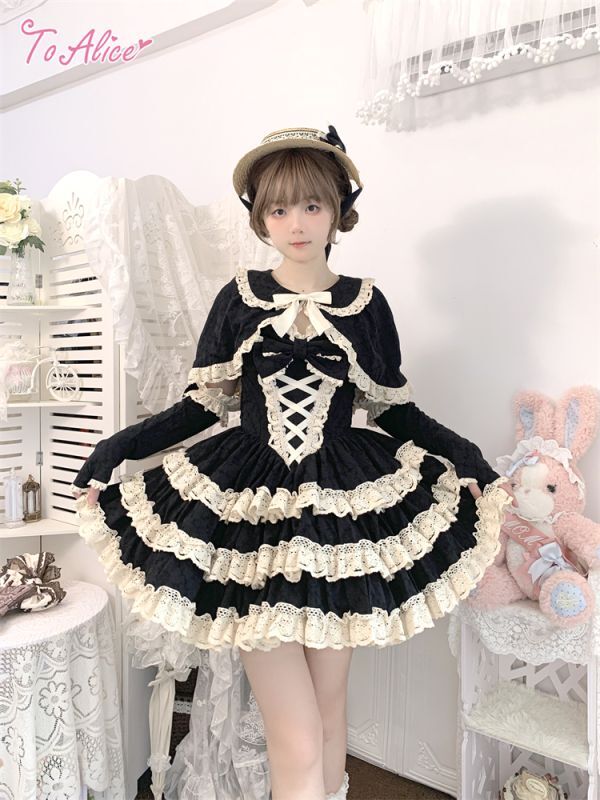 ToAlice】ダークプリンセスうさ耳リボン付きケープ - To Alice