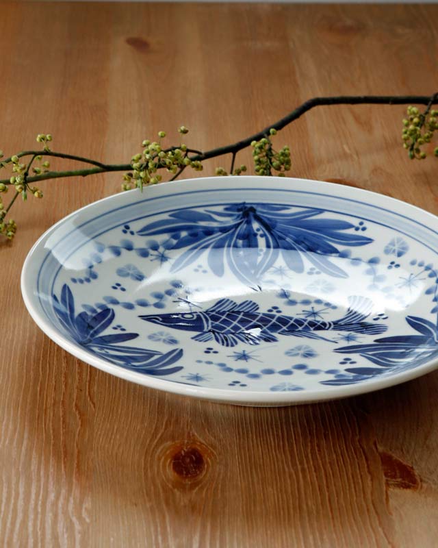 砥部焼の和食器 梅山窯の大皿 【砥部工房 からくさ】