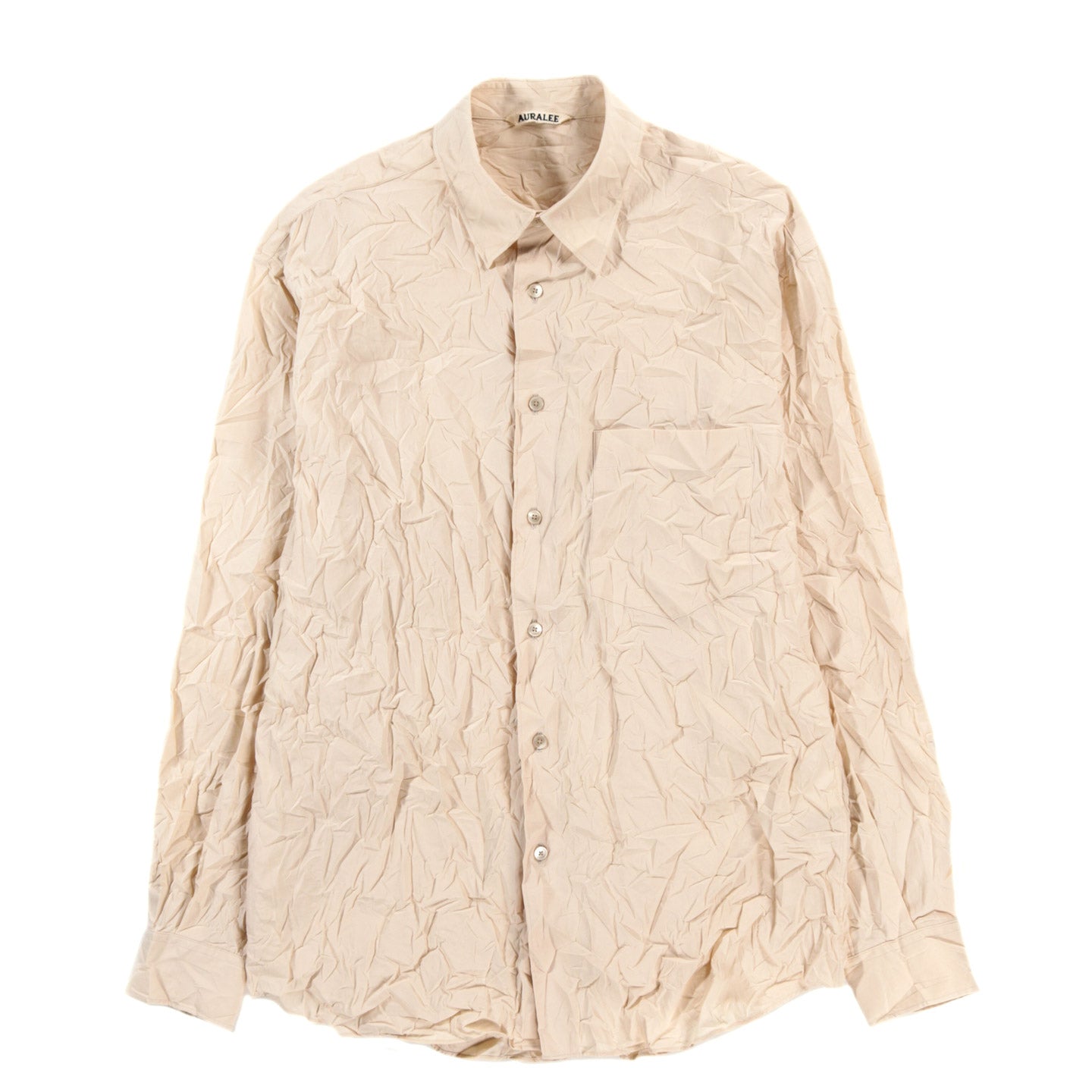 AURALEE WRINKLED WASHED FINX TWILL SHIRT PINK BEIGE | TODAY CLOTHING