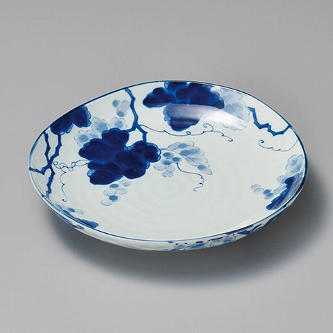 藍染ぶどう4.0三角皿(和風丸皿(小サイズ))|食器通販の陶磁庵