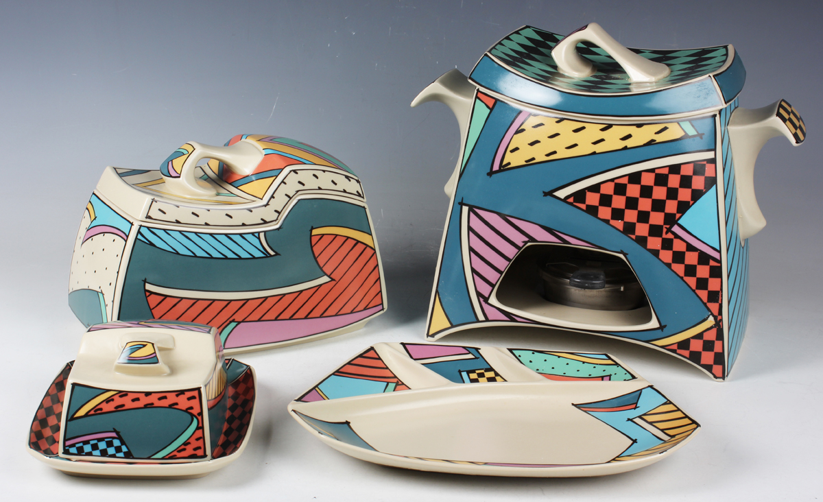 A Rosenthal Studio-Linie Flash pattern Fondue pot, late 20th