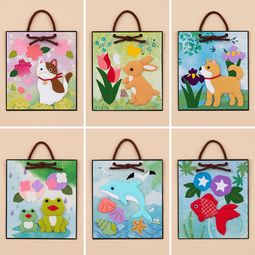 毎月お届け】ほっこり動物の押し絵12ヶ月押し絵かべ飾り 手づくり