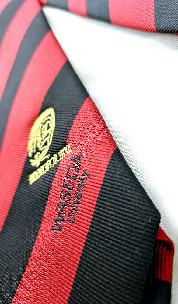 ロゴ刺繍入りオリジナルネクタイ製作：早稲田大学高等学院ラグビー部様