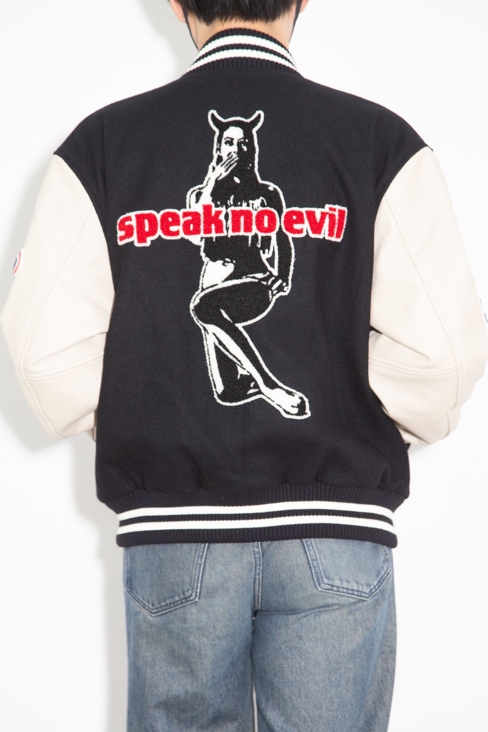 HYSTERIC GLAMOUR - SPEAK NO EVILワッペン スタジャン / ブラック | Tempt