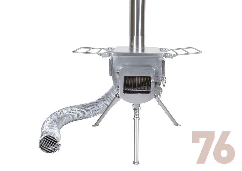 Wood stove side view outside air M（Φ76mm） ケース、外気パイプ付き