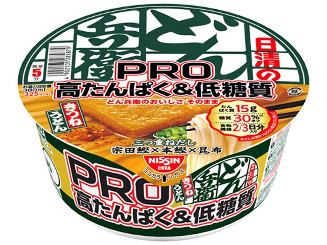 日清 どん兵衛PRO高たんぱく&低糖質きつねうどん (4902105285879) の