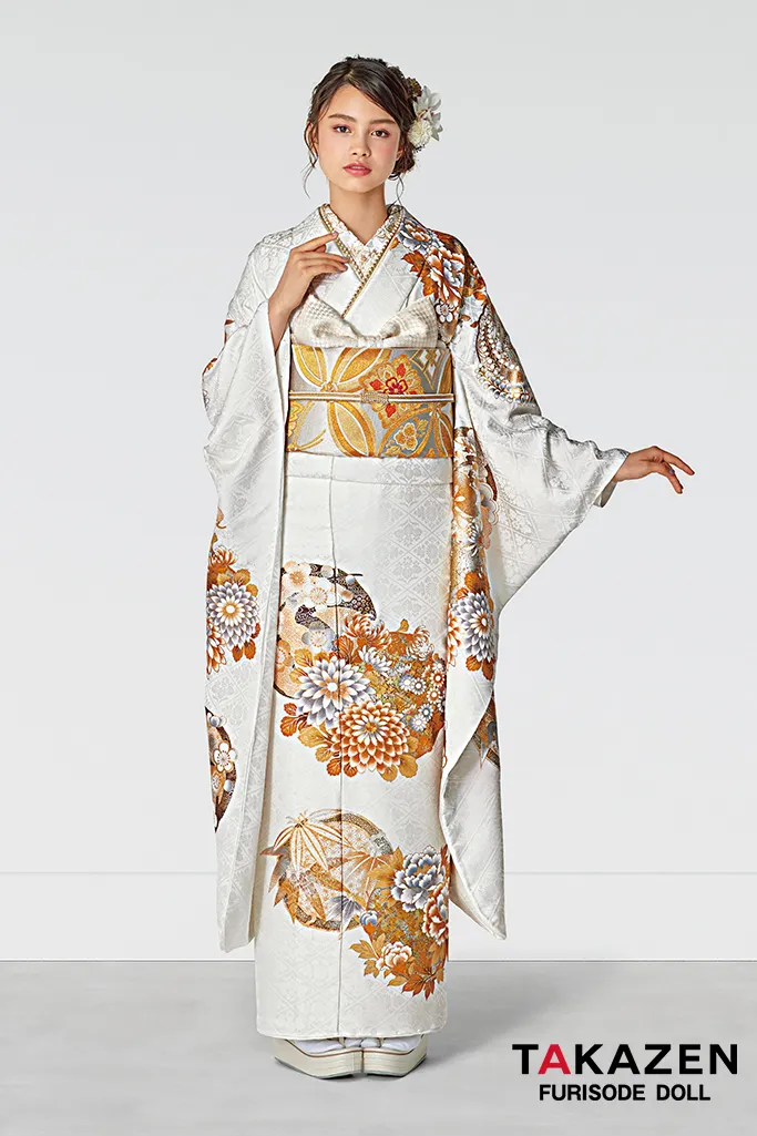 正統派古典 白/金 菊柄/吉祥文様 上品 シンプル 控えめ おしとやか