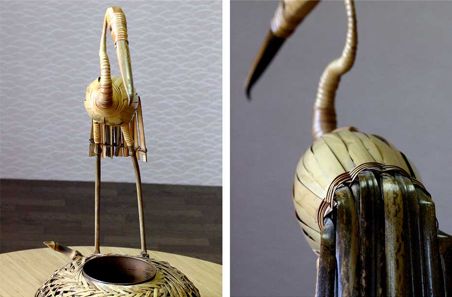 一点限り】 亀井竹芸作 鶴亀（大） | 虎斑竹専門店 竹虎