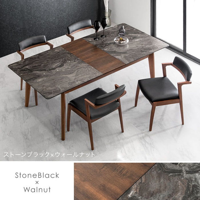 幅160-196］ダイニングテーブル 単品 伸縮式 大理石調 4人掛け