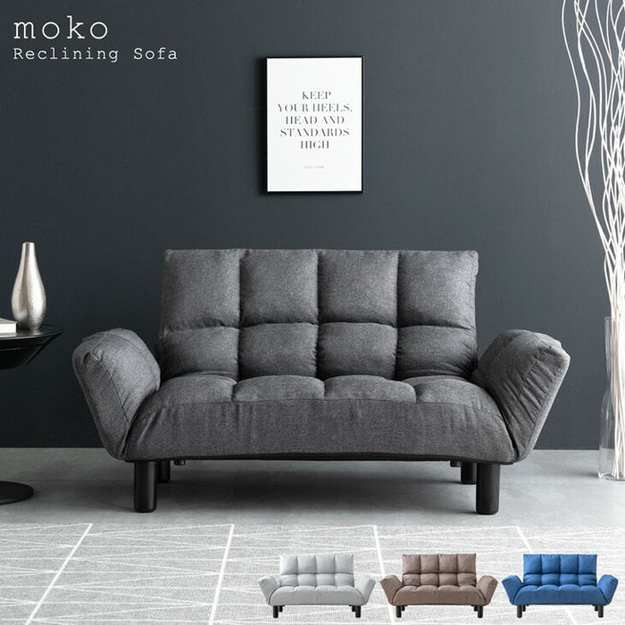 背面&肘掛リクライニング 2人掛け ソファ リクライニング ローソファ