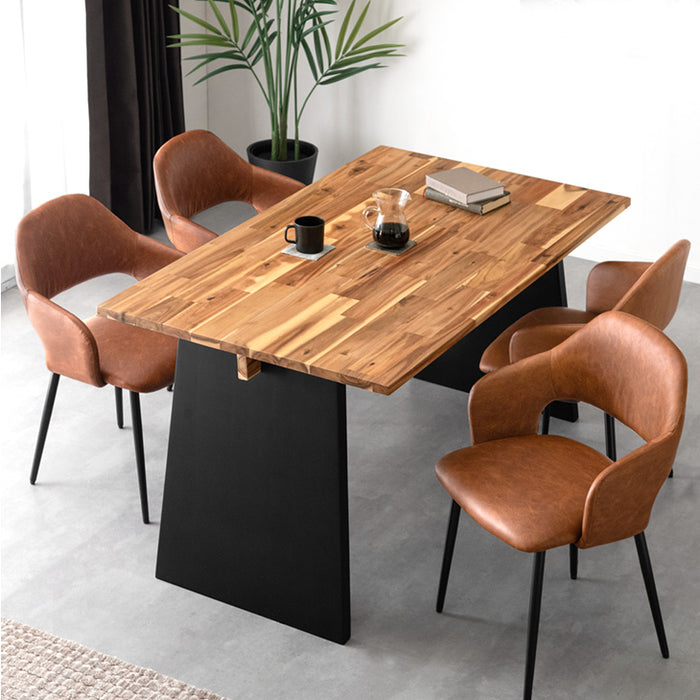 幅140cm］パネル脚 天然木 アカシア ダイニングテーブルセット 4人掛け