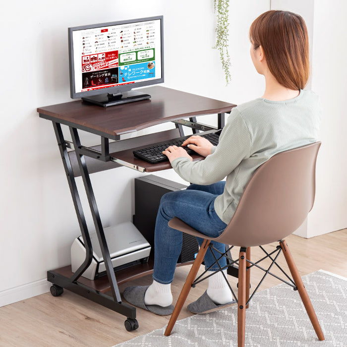 幅60cm パソコンデスク スライドラック キャスター付き〔25400033