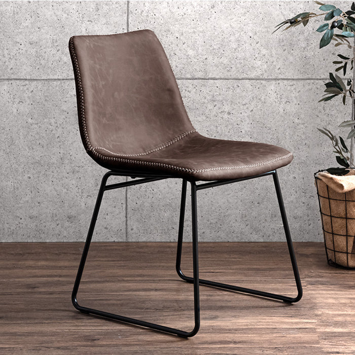 2脚セット ダイニングチェア スチール脚 レザー調〔86020080