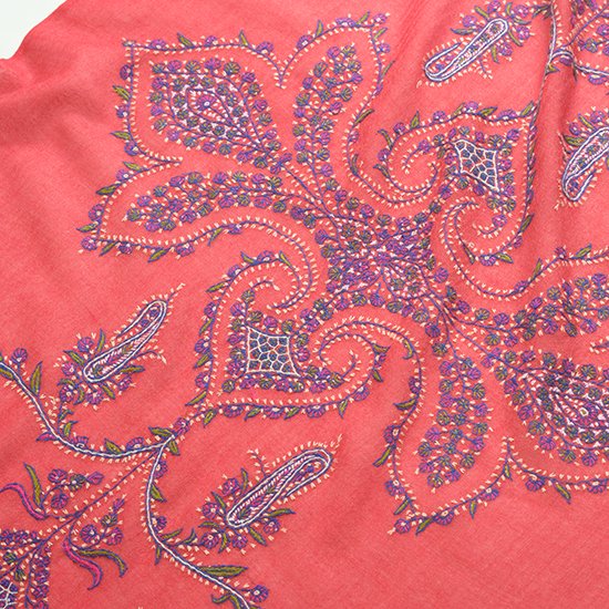 ELEGANT NEEDLE ウール&シルク ニードル手刺繍ストール(レッド) – TARA