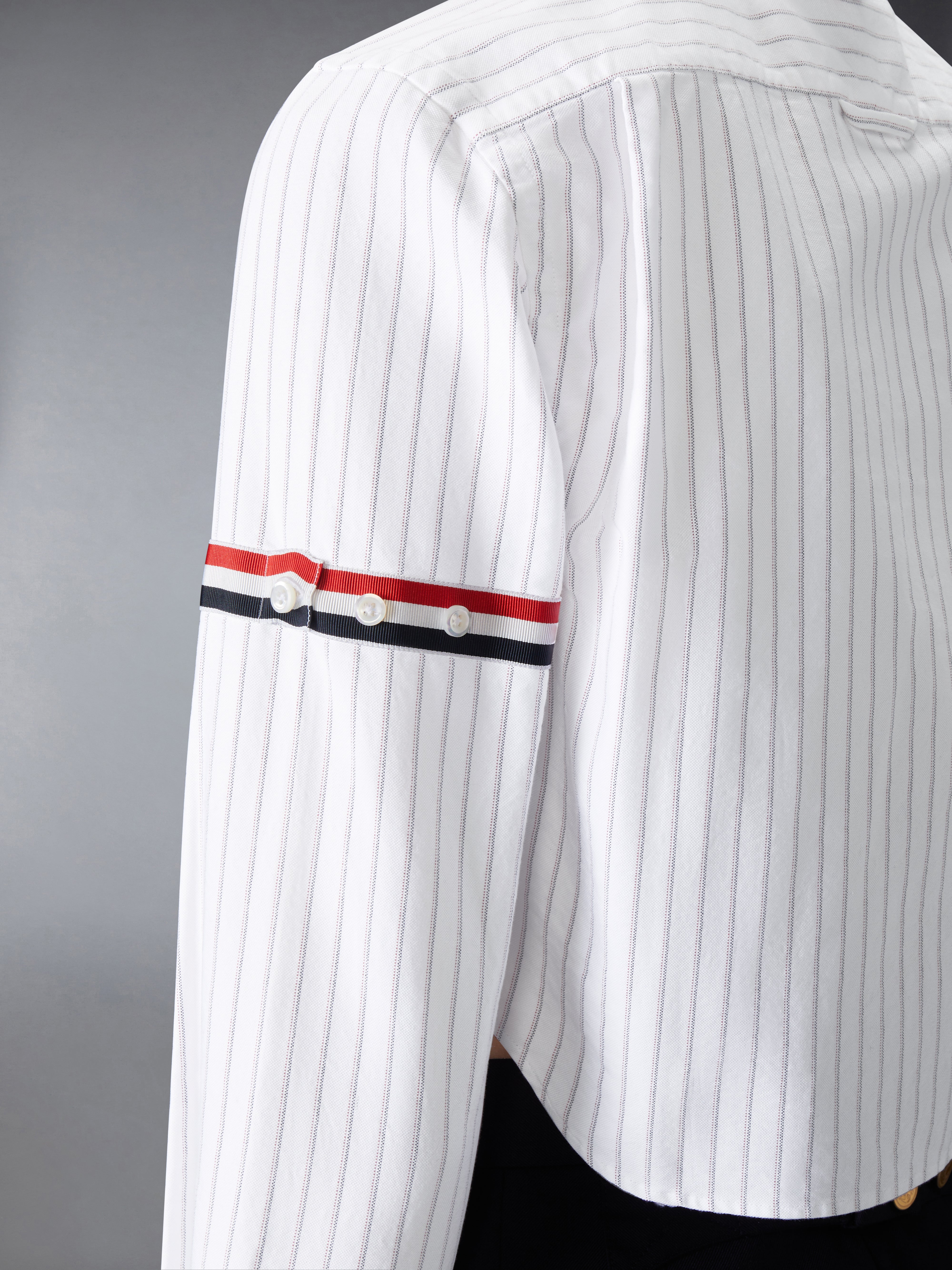 オックスフォード ピンストライプ アームバンド付き クロップド シャツ