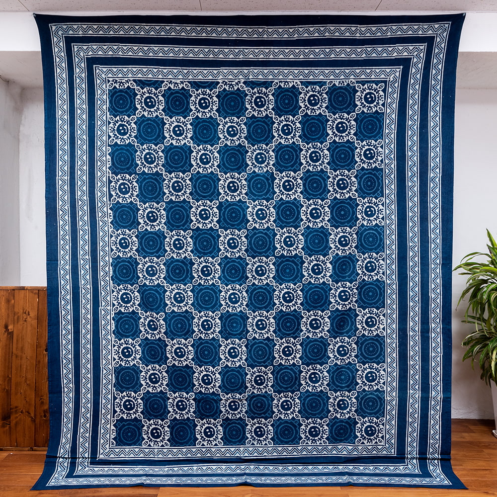 各模様あり〕マルチクロス - 藍染め〔217cm×262〕大きな布 の通販[送料