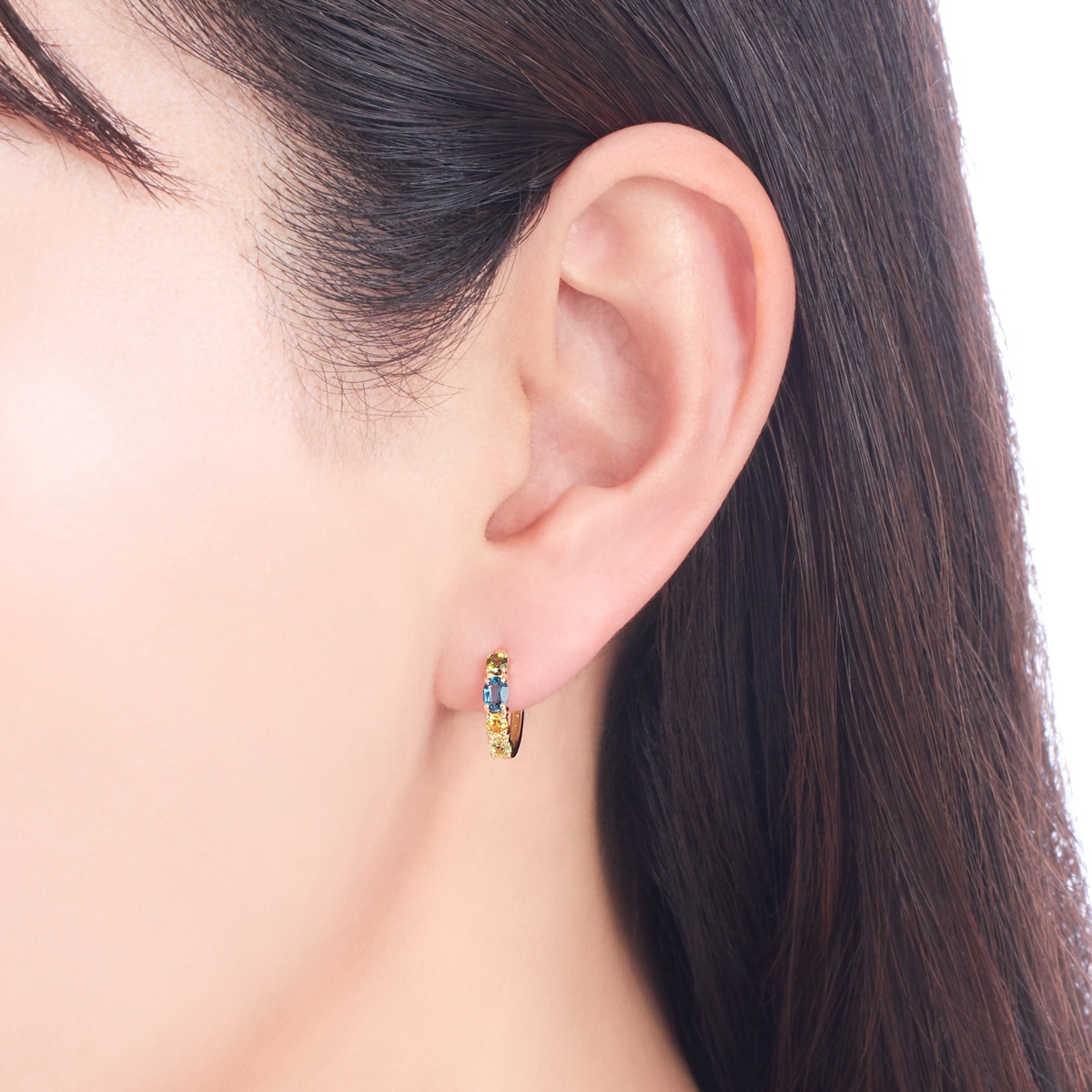 K10イエローゴールドマルチストーンピアス(RPE930-003)|TSUTSUMI