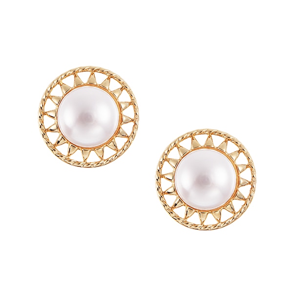 K10イエローゴールド淡水パールピアス(RPE301-002)|TSUTSUMI