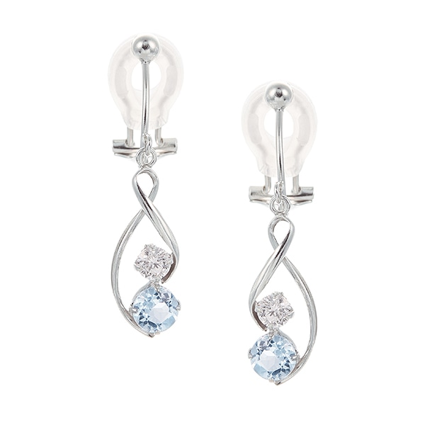 K10ホワイトゴールドアクアマリンイヤリング(RER289)|TSUTSUMI