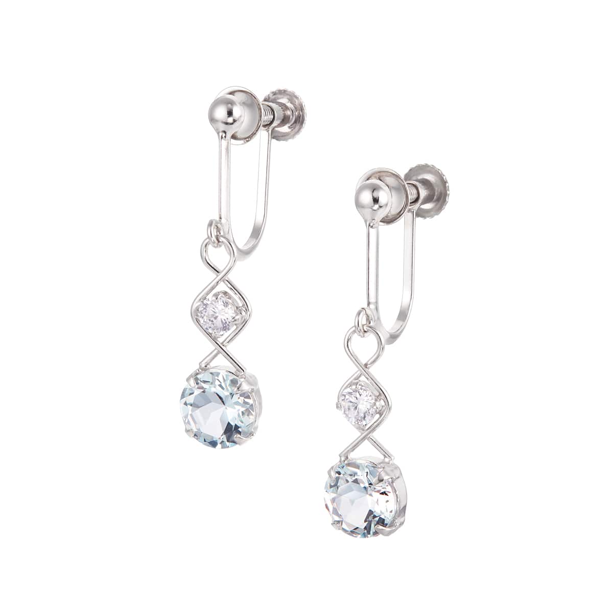 K10ホワイトゴールドアクアマリンイヤリング(RER540)|TSUTSUMI