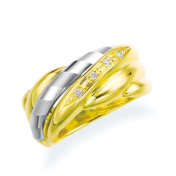 K18イエローゴールド/プラチナダイヤモンドリング(LFR103)|TSUTSUMI