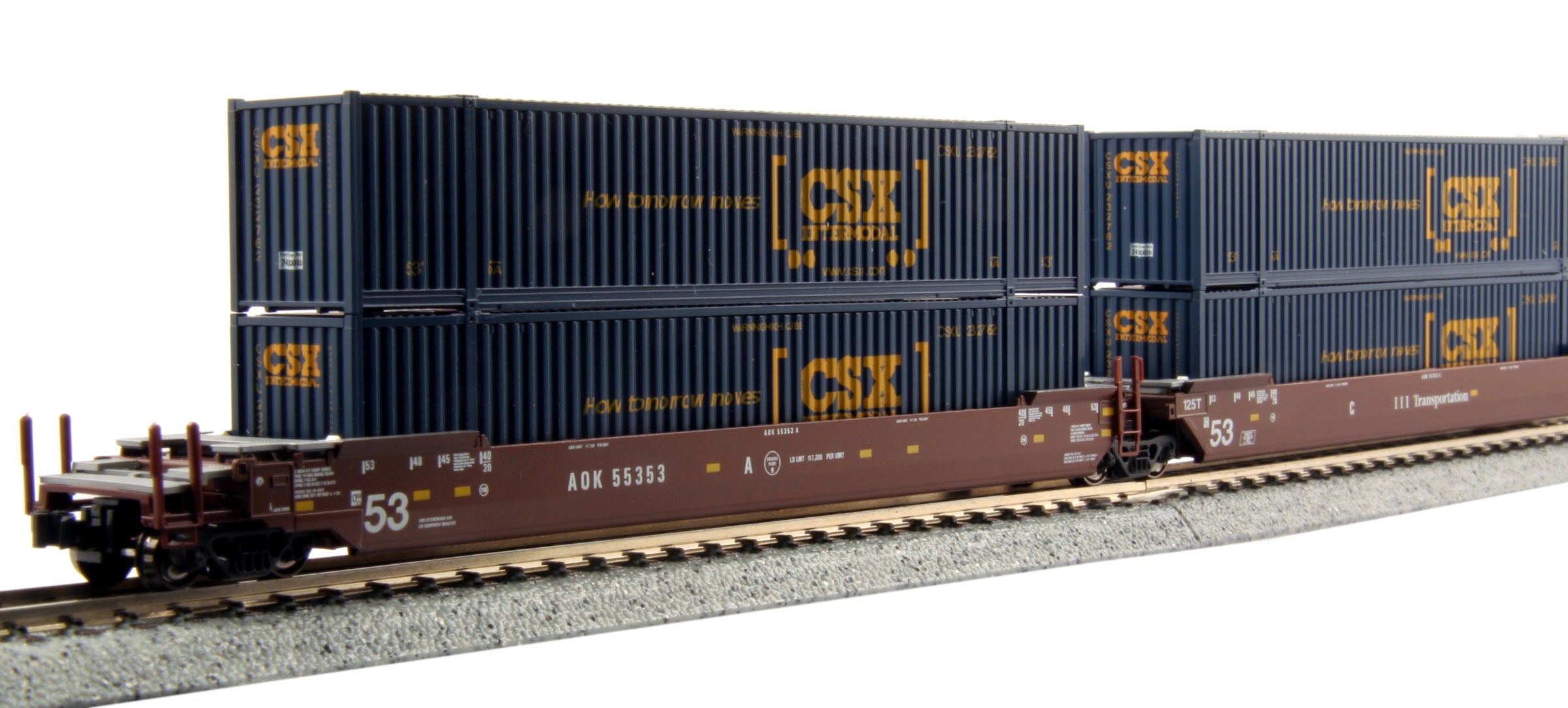 Kato 106-6169 N AOK MAXI-IV 53' Stack Car 3pk #55353 w/CSX
