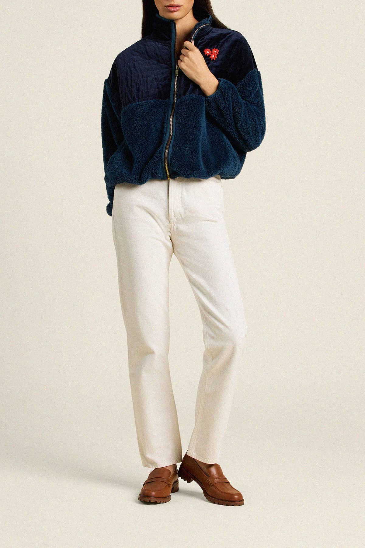 Lennox Zip-Up Dark Sapphire Velvet