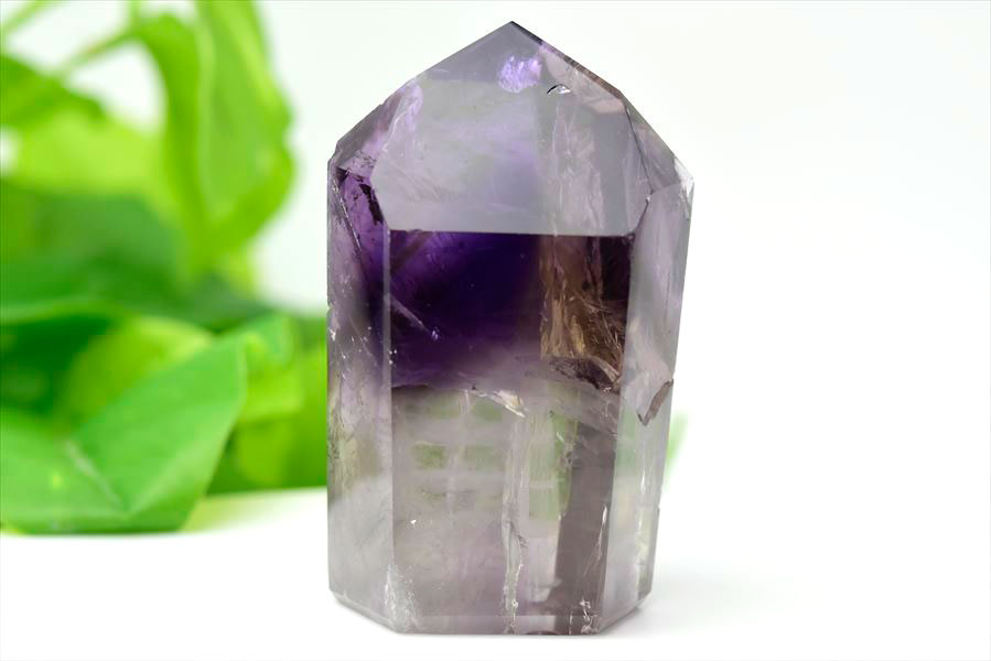 濃紫 アメジストファントム 六角柱 ポイント｜紫水晶｜置物