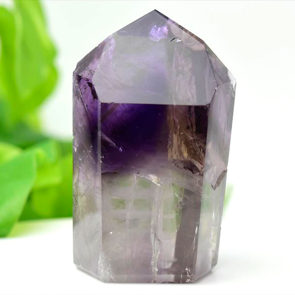 濃紫 アメジストファントム 六角柱 ポイント｜紫水晶｜置物