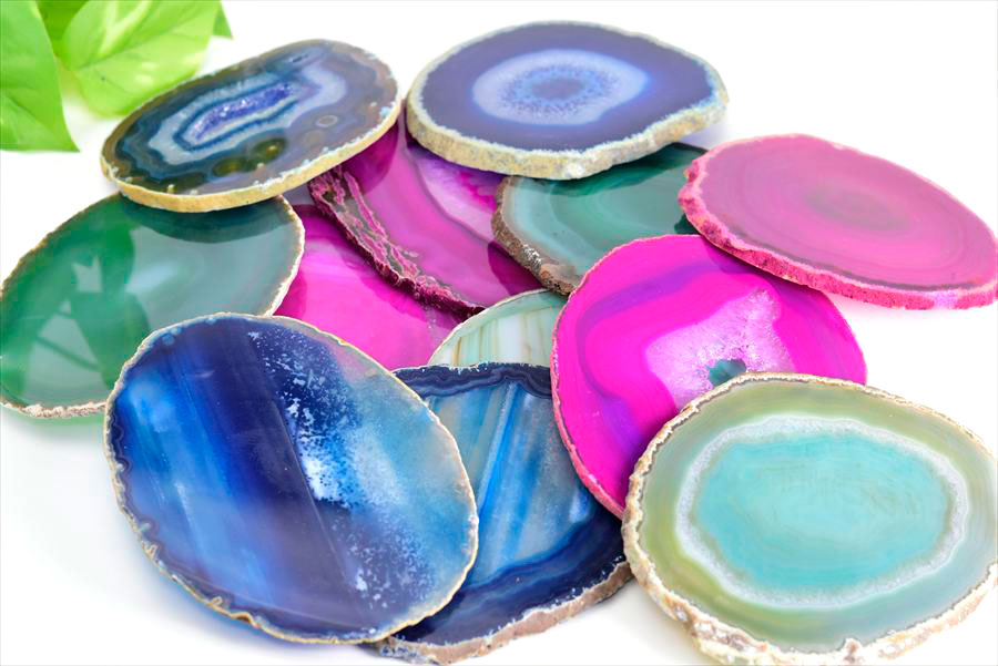 選べる3色 アゲートスライス 瑪瑙プレート｜コースターや席札に