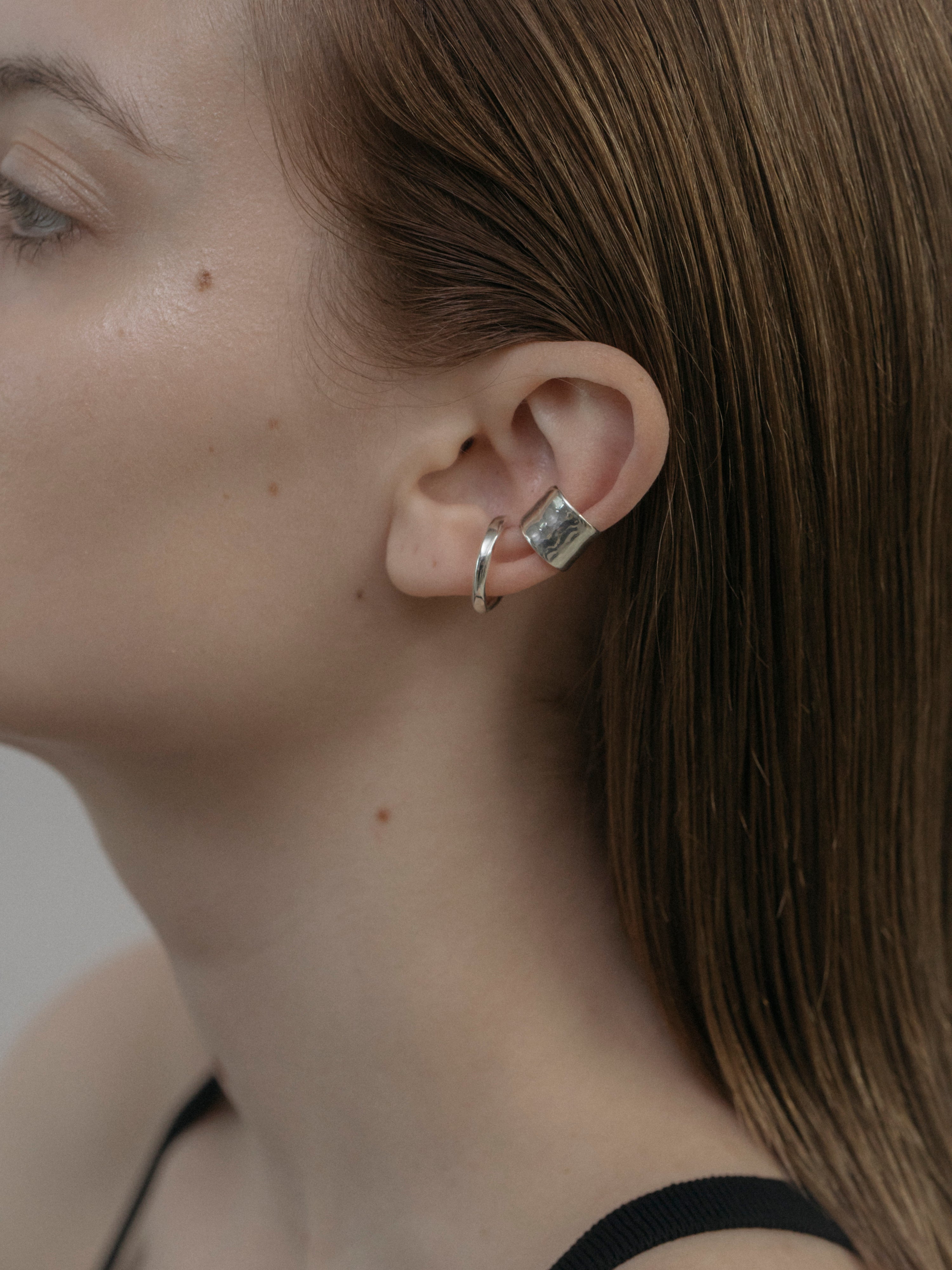 raw hoop pierce xs silver – vebet jewelry