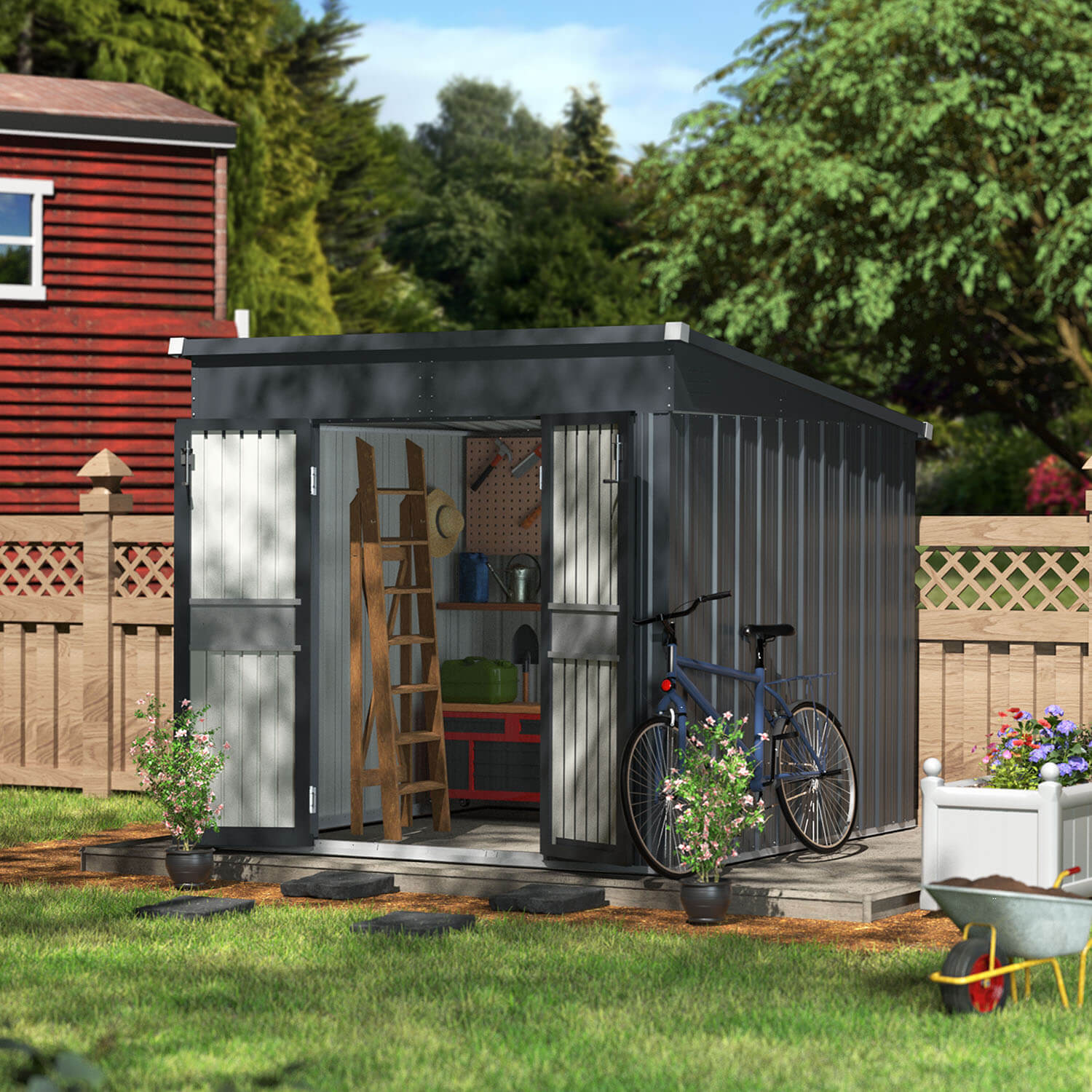 6×10 Metal Shed with Lockable Doors, Outdoor Storage Shed – Veikous