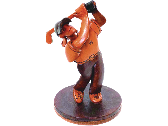 本革製フィギュア ゴルファー -ユニークな革製品 VANCAショップ