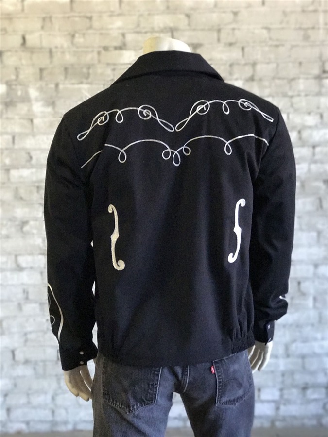 Rockmount Vintage Music Notes Gaberdine Jacket -black