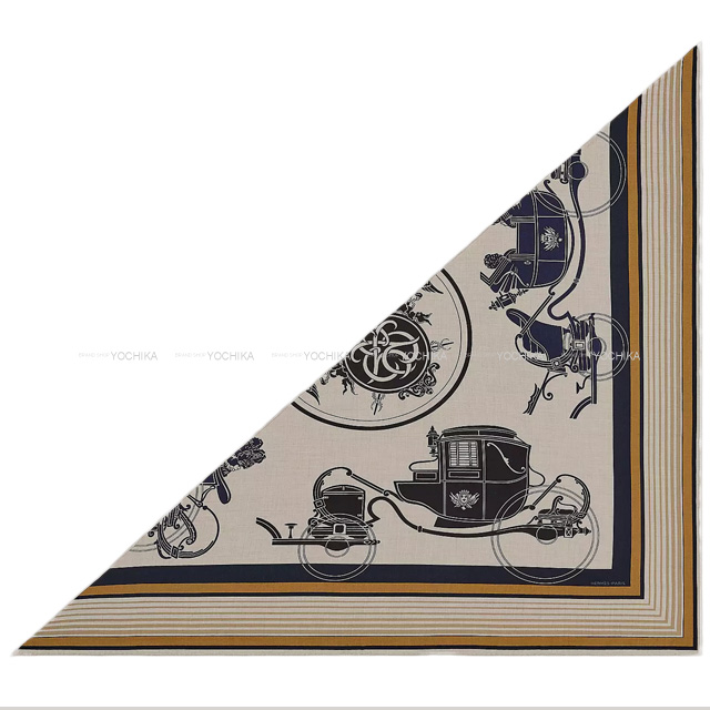 HERMES エルメス スカーフ トライアングル ジェアン エクスリブリス Ex