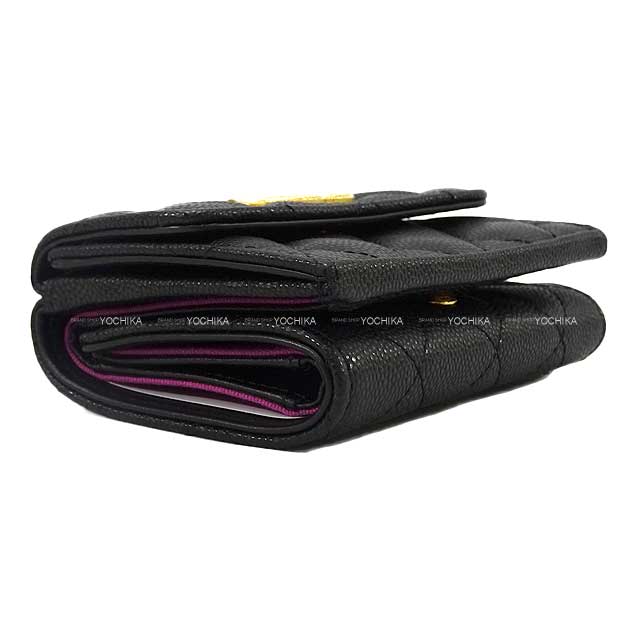 2023年秋冬 CHANEL シャネル 三つ折り財布 ココマーク マトラッセ 黒