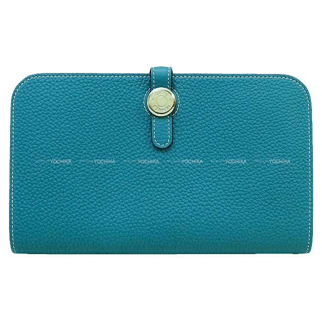 HERMES エルメス 長財布 ドゴン GM ブルージーン トゴ シルバー金具