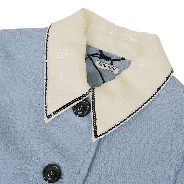 2017年 Miu Miu ミュウミュウ ステンカラーコート スパンコール襟