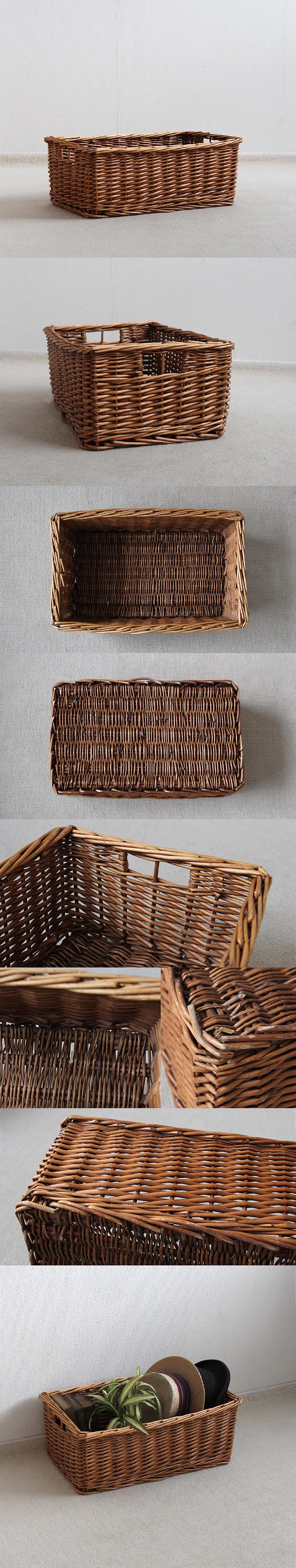 イギリス アンティーク バスケット ピクニックバスケット かご 籐