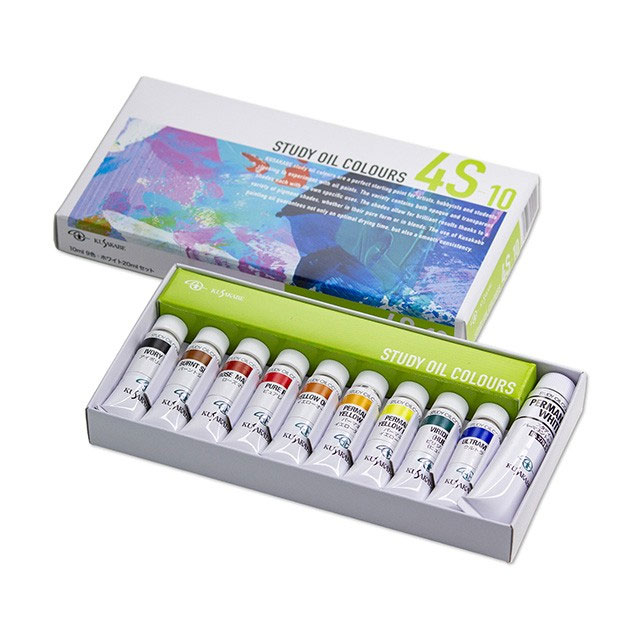 クサカベ 油絵具 10mlチューブ 習作用 10色セット 4S-10 ホワイト20ml
