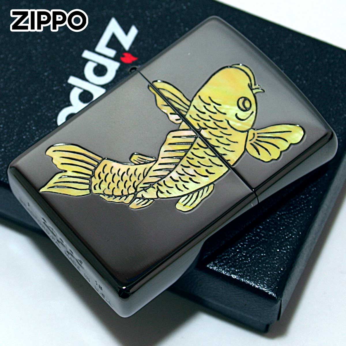 Zippo ジッポー 鯉 カープ シェル 貝 インレイ 象嵌 ブラック SHELL
