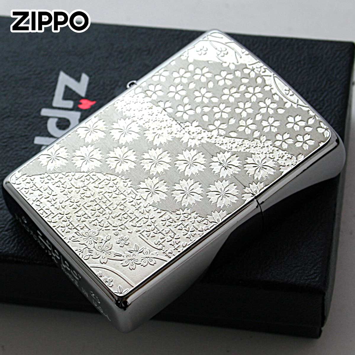 Zippo ジッポー 桜 さくら ＃200 メタルプレート 両面加工 ニッケル