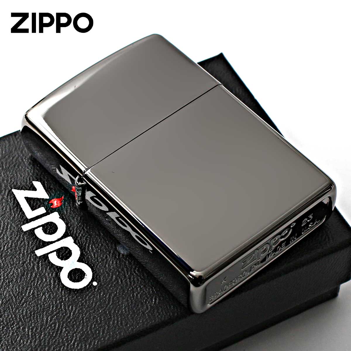 Zippo ジッポー 無地 淡い黒 鏡面 ブラックアイス Black Ice PVD