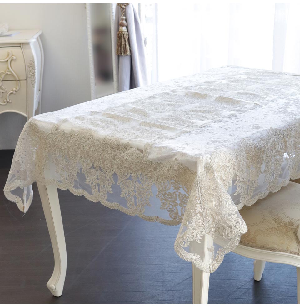 テーブルクロス レースホワイト 180×130cm｜直輸入インテリア
