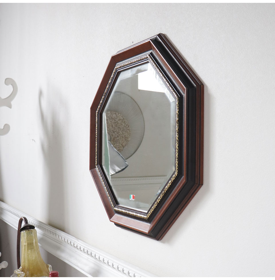 イタリア製 八角形 ウォールミラー(壁掛け鏡) 52×52cm｜おしゃれ