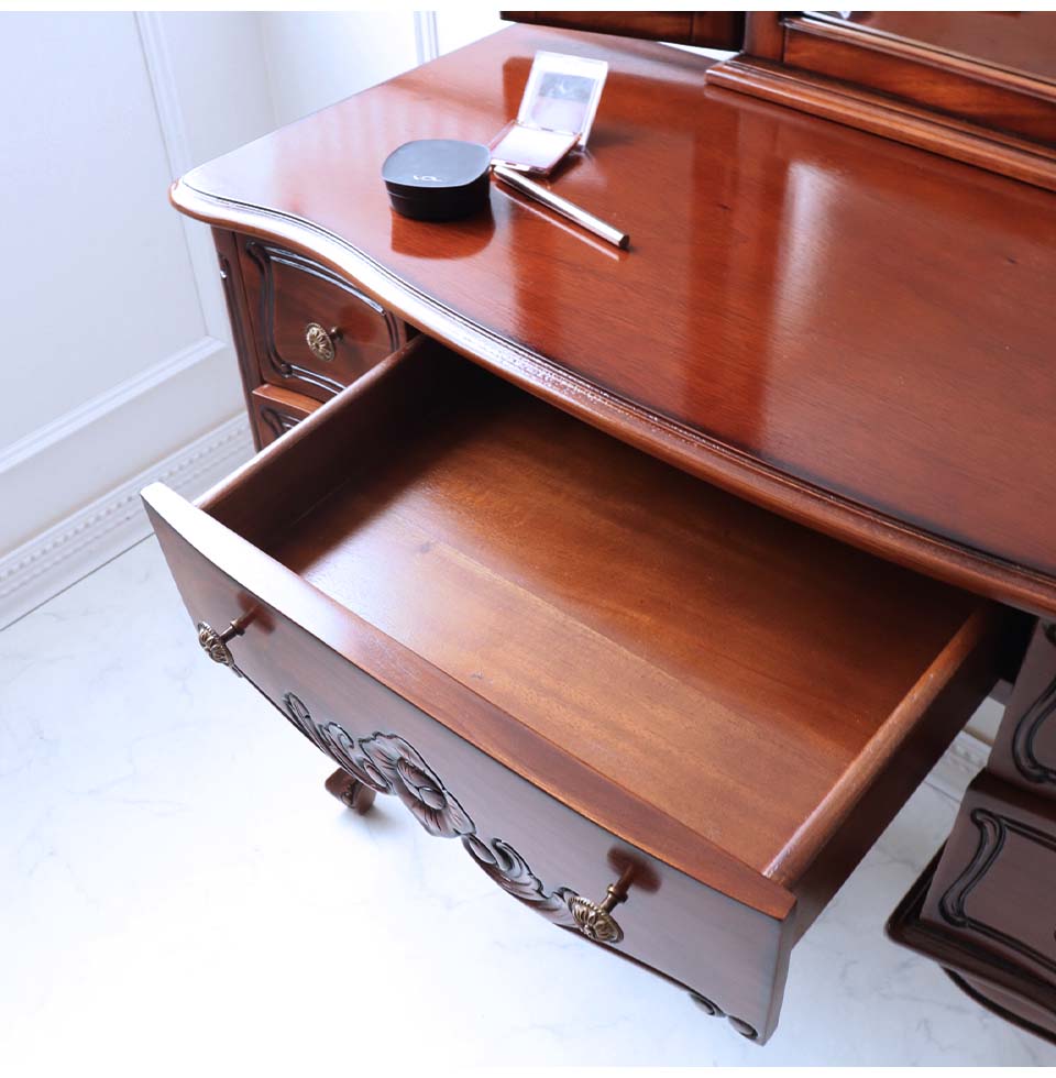 三面鏡ドレッサー(ブラウン)｜高級マホガニー家具VENECHIA｜おしゃれ